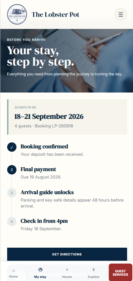 The Lobster Pot guest app screen 4